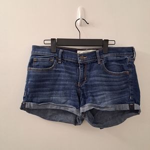 Abercrombie & Fitch Women's Medium Wash Jean Denim Fold Shorts Size 10 (30 inch)